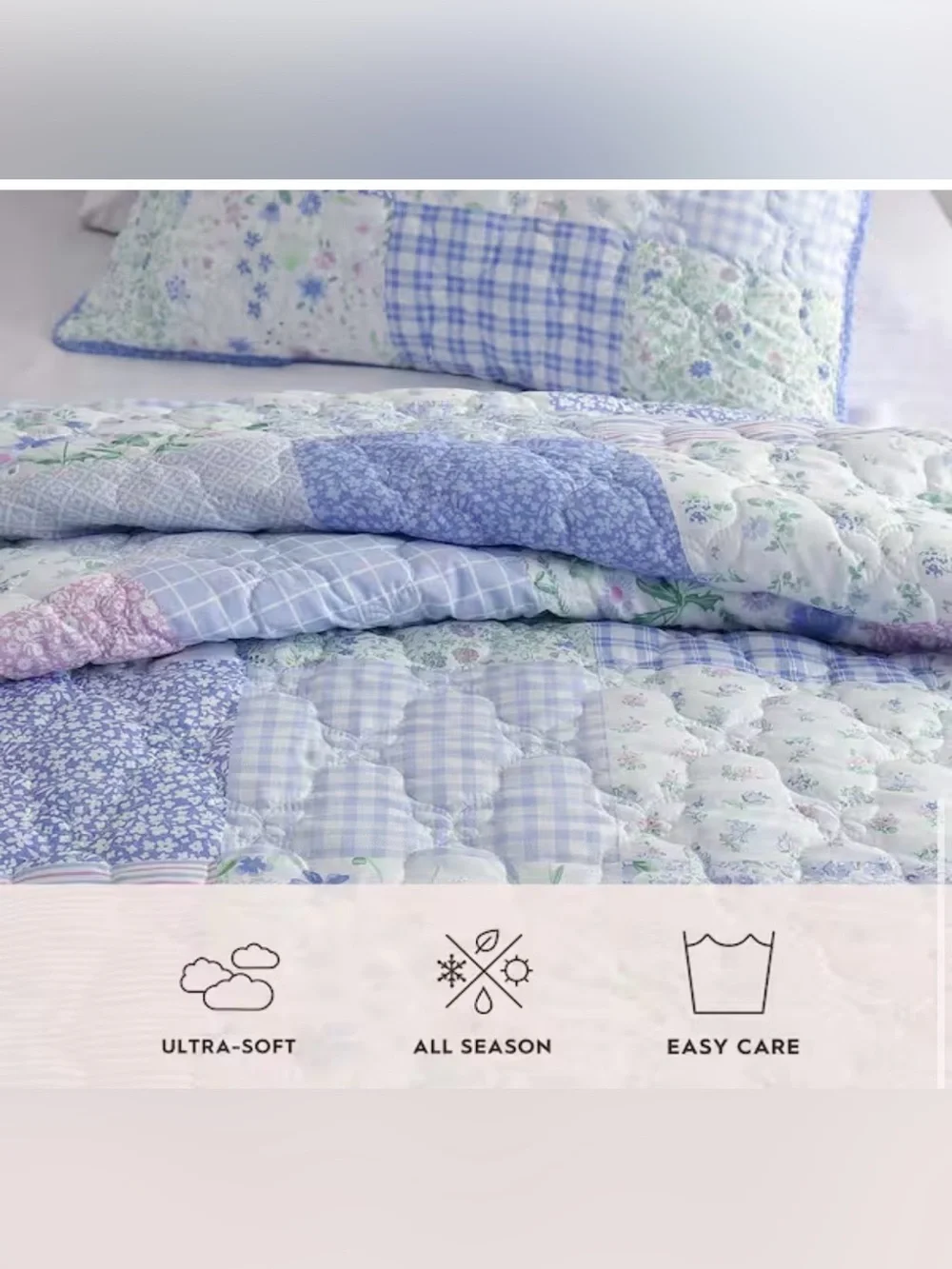 Like New Full Laura Ashley Kids - Full Quilt Set, Reversible Brushed Microfiber
